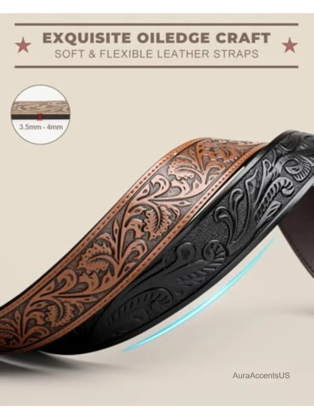 Genuine Leather Western Belt Strap Without Buckle for Men Women Cowboy Cowgirl